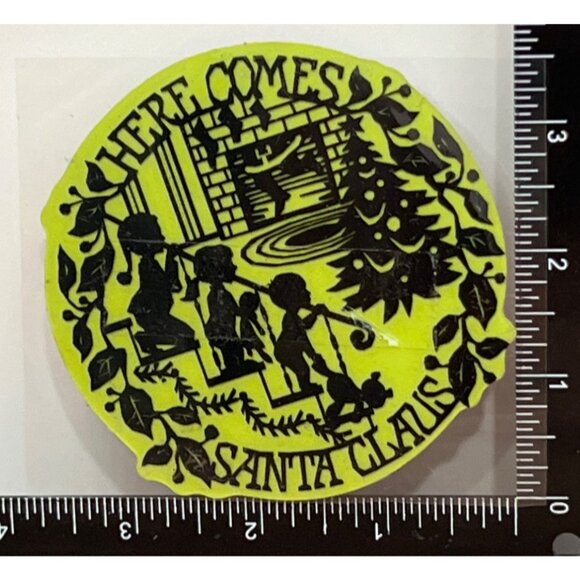 INKADINKADO 60-6034 FOAM MOUNTED RUBBER STAMP HERE COMES SANTA CHILDREN STAIRS - Picture 2 of 3